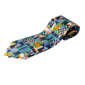 VTG Bolgheri Italy Geometric Abstract Silk tie 56" Retro Career Wedding Luxury